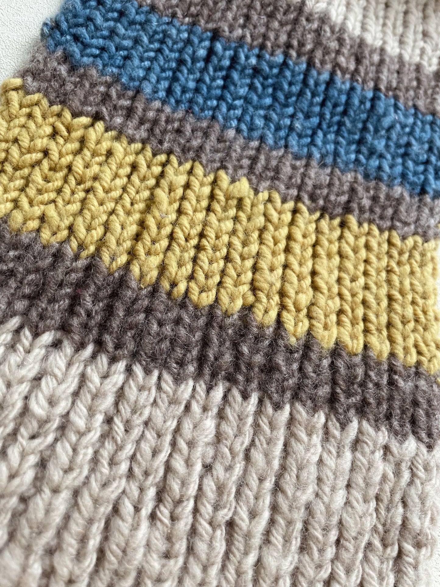 Stripe Scarf (natural brown with blue and cream stripe)