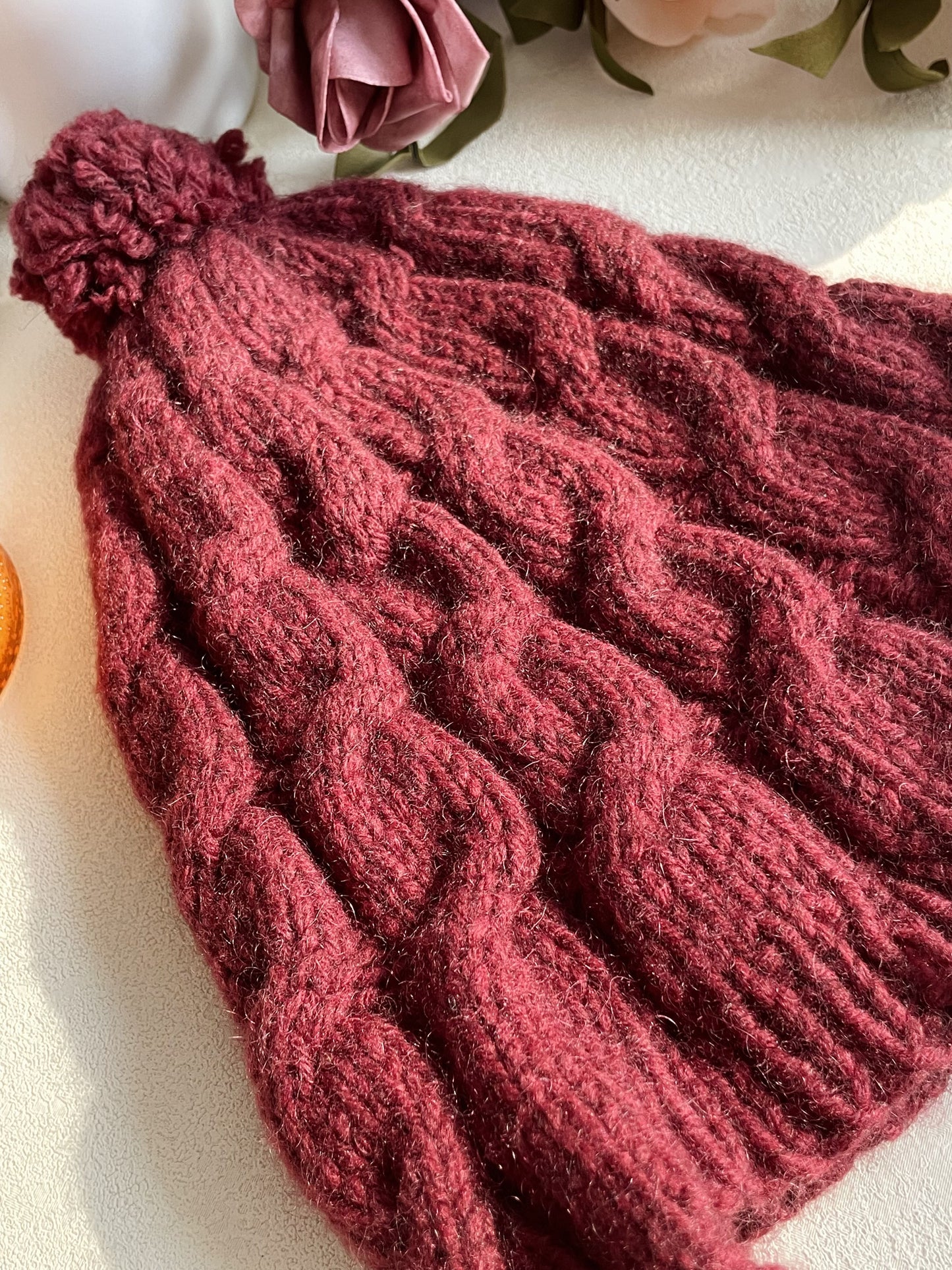 Winter Cable Hat (burgundy)