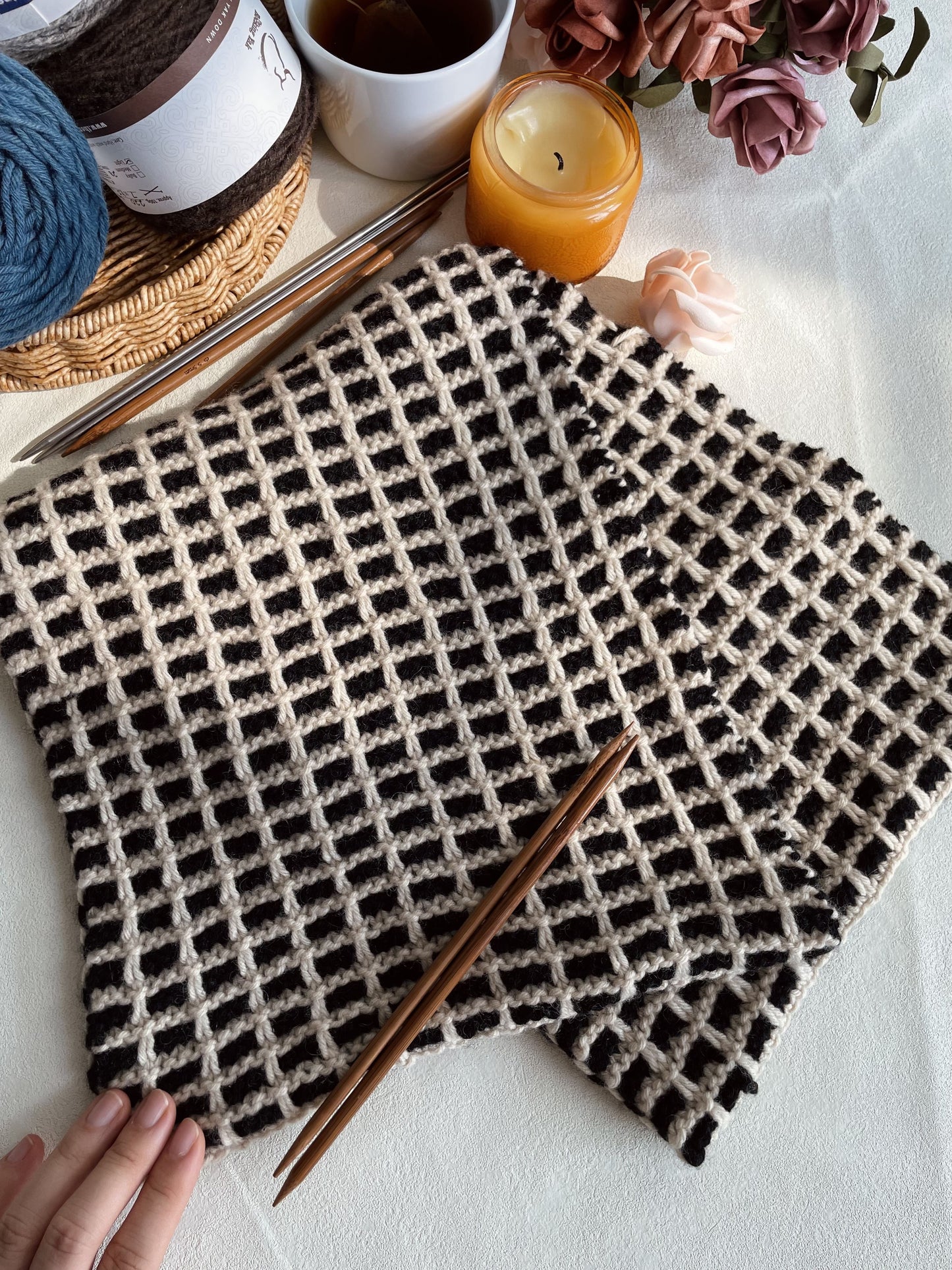 black and white plaid scarf