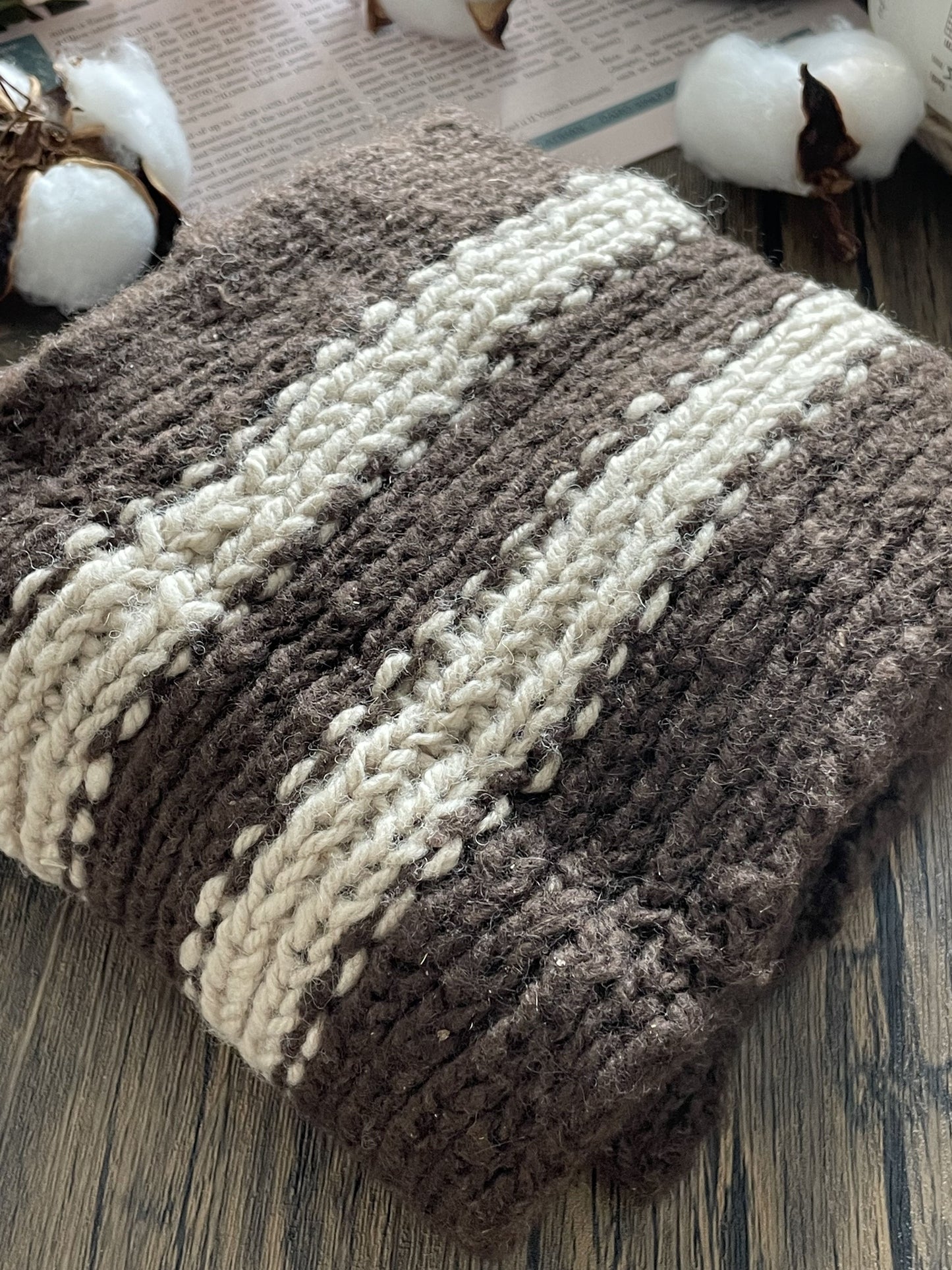 Racing Stripe Scarf (natural brown with cream stripe)