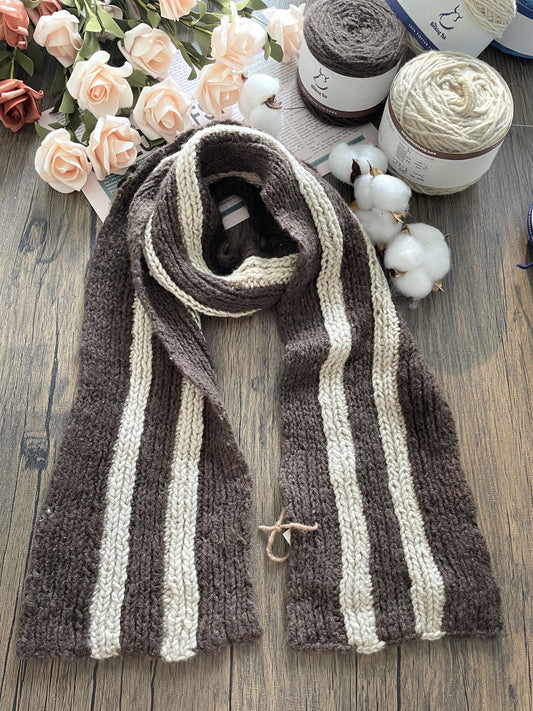 Racing Stripe Scarf (natural brown with cream stripe)