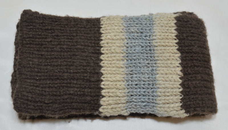 Stripe Scarf (natural brown with blue and cream stripe)