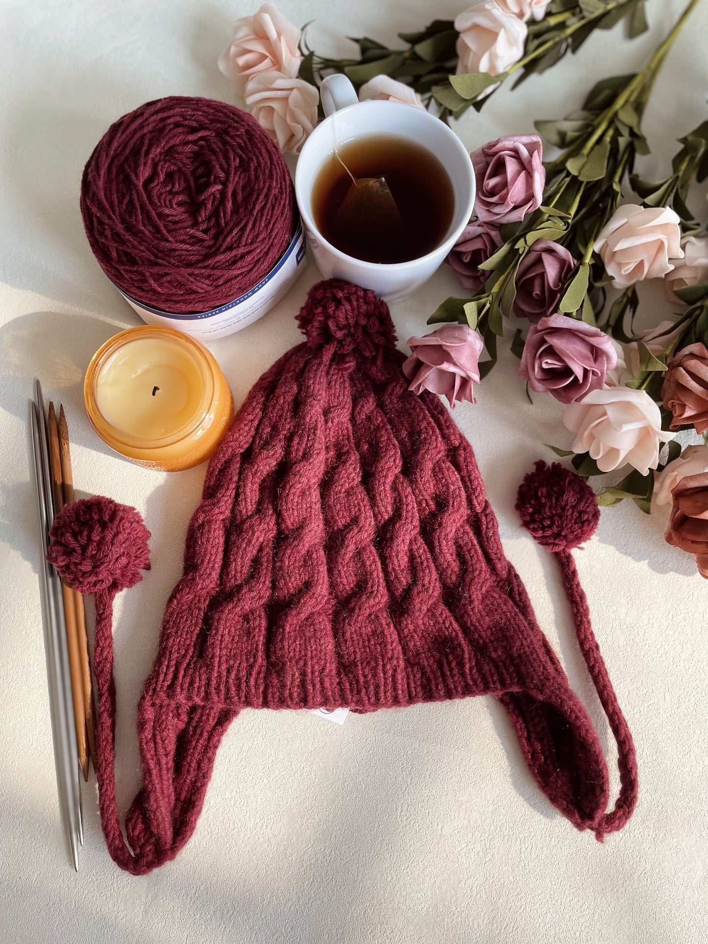 Winter Cable Hat (burgundy)