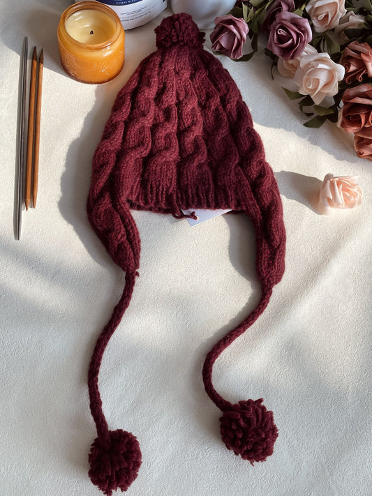 Winter Cable Hat (burgundy)